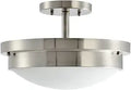 Design House 588475 Harris Traditional 2-Light Indoor Dimmable Dual Mount Ceiling Light with Frosted Glass Shade for Bedroom Dining Room Kitchen, Satin Nickel
