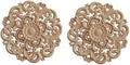 Round Wood Appliques Onlays, 2-Pack Unpainted Wooden Carved Flower Carvings Decals for Wall Cupboard Mirror Mantel Door Bed Cabinet Ceiling Dresser Furniture Refurbish Project, 15cm/5.9 (2)