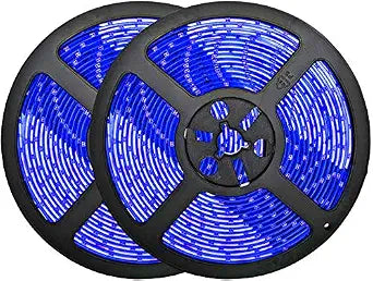 32.8ft Blue LED Strip Lights, Waterproof IP65 SMD2835 Dimmable 600LEDs 12V Cuttable Under Cabinet, Bar, Bedroom, Holiday Decoration Lighting Tape 2 Rolls