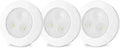 LUXSWAY LED Puck Light, Ultra-Thin Touch Light, Battery Operated, Tap Lights, 60 Lumens, Stick on Lights, Under Cabinet Lighting, Ideal for Kitchen Cabinets, Closets, Garage and More, 3-Pack, White