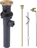 WOWOW Gold Bathroom Drain Assembly with Lift Rod and Overflow Stopper for Vessel Sink