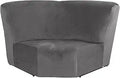 MIFXIN Corner Sofa Cover 1 Piece Velvet Stretch Corner Couch Cover for Sectional Recliner Sofa Slipcover Reclining L Shape Sofa Couch Additional Seat (Grey)