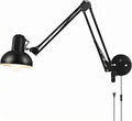 Black Industrial Swing Arm Wall Light Nordic Adjustable Long Arm Wall Sconces Lamp Metal Double-arms Folding Architect Work Wall Mount Lighting for Bedroom Reading Living Room