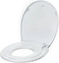 Round Toilet Seat with Toddler Seat Built In, Quick-Attach Hardware with Grip-Tight Bumpers, Quick-Release Design,Slow-Close Toilet Seat, Full Flat White