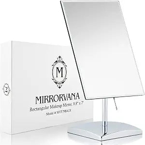 MIRRORVANA Large Table Desk Mirror with Stand, 9.8" x 7" (Chrome)