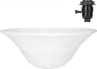 Floor Lamp Glass Bowl Shade Replacement, White Alabaster, E26 Socket Compatible, for Torchiere Standing Lamps