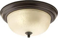 Progress Lighting 2-Light Ceiling Light, Flush Mount Ceiling Light Fixture for Interior Kitchen Lights, Hallway, Bedroom, Living Room, 13-1/4, 5-13/16, Antique Bronze, Etched Umber Linen Glass Shade
