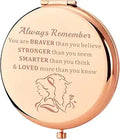KEYCHIN Princess Movie Pocket Mirror Princess Belle Fans Gifts Always Remember You are Braver Stronger Smarter Than You Think Compact Mirror for Women Girls Teenagers (Beauty Mirror-RG)