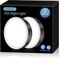 Ferswe Rechargeable Tap Light 6000K, Dimmable Touch Light with 1000mAh Large BatteryBrightness Adjustable, Stick on Lights for Closet, Cabinet, Counter, Kitchen, Bedroom and Wall(2 Pack)