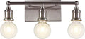 3-Light Vanity Light Fixture, Modern Brushed Nickel Wall Sconce Light Fixture, Industrial Bathroom Vanity Wall Lighting for Mirror, E26 Base Indoor Wall Lamps for Hallway(Bulb Not Included)