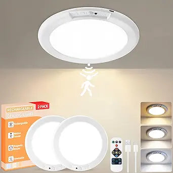 KYEKIO 2Pack Rechargeable LED Ceiling Light/Shower Light with Remote