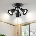 3-Light GU10 Ceiling Light with Pull Chain Industrial Adjustable Track Light Fixture with 3 Rotatable Heads,Black Pull Chain Light fixture for Dining Room, Living Room, Bedroom, Kitchen, Hallway