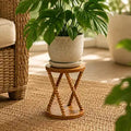 Round Mini Side Tables Living Room 7.87x11.8", Compact Design, X-frame Base