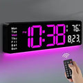 MASHI 16" Easy-Read Large Digital Wall Clock,9-Color Night Light,Auto-DST