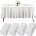 Prestee 24 Pack Plastic Table Cloth Disposable - 108" x 54" White Table Cloth Rectangle for Indoor or Outdoor Use - White Tablecloths for Weddings, Parties - Plastic Table Cover for Fine Dining Events