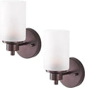 2 Pack Bath Vanity Light Fixtures, Indoor Wall Sconces Light with White Frosted Glass Shade, Farmhouse Stylish Bathroom Wall Mounted Lighting for Bedroom Living Room, Porch, Kitchen, Oil Rubbed Bronze