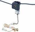Leviton Pull Chain Switch, Single Pole On-Off; 1A-125V T, 3A-125V, 1A-250V; With Two 6 Inch Black Leads 18 Awg Awm Tew 105C 600V, Stripped 1/2 Inch, 10097-8, White