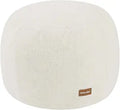 MeMoreCool Round Pouf Ottoman Foot Rest, 18 Inch Stuffed Floor Pouf, Beige