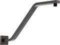 Square Shower Head Extension Arm with Flange, 16.5 Inch Z/S Shaped High Rise Shower Pipe Extender Wall-Mounted for Fixed Bathroom, Shower Head Goose Neck Arm - Extra Long Thread (Oil Rubbed Bronze)