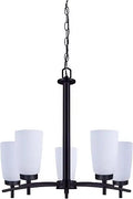 Canarm ICH326A05BK-RG ICH326A05BK-RG Chandelier, 5 Lt Chain Chandelier, Flat Opal Glass W x 60W Type A H x 22inch W x 21inch H D, Elegant Design, Efficient Lighting