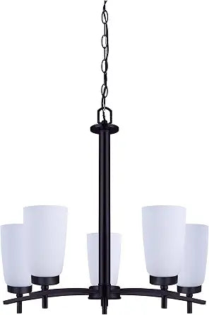 Canarm ICH326A05BK-RG ICH326A05BK-RG Chandelier, 5 Lt Chain Chandelier, Flat Opal Glass W x 60W Type A H x 22inch W x 21inch H D, Elegant Design, Efficient Lighting
