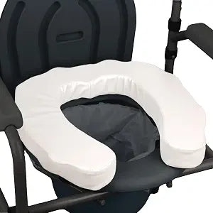 U-Shaped Padded Commode Seat Cushion  2" Thick Raised Toilet Booster Pad for Seniors, Bedside Commode Chair, Potty Seat Riser  Universal Fit 16x15, Soft Foam, Non-Slip Straps