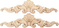 2Pcs Long Wood Appliques Onlays Flower Carvings Decals for Furniture Decor