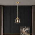 1 Pack Gold Globe Pendant Lights, Mid Century Gold Pendant Light Fixtures, Globe Pendant Lights Kitchen Island with Clear Glass Shade Adjustable Hanging Fixture for Dining Room (Bulbs not Included)