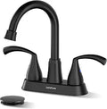 Bathroom Faucets for Sink 3 Hole 4 Inch 2 Handle Centerset Faucet for Sink Vanity Pop-up Drain Stopper and Supply HosesMatte Black