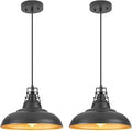 Black Pendant Lights Kitchen Island,Dining Room Light Fixtures Over Table with Metal Dome Shade, Modern Farmhouse Adjustable Cord Hanging Lighting for Bar,Sink 2 Pack