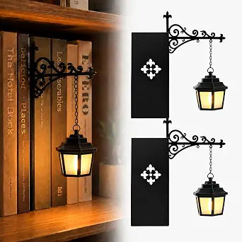2-Pack Library Lantern Mini Bookshelf Lamp, The Nook Light, Bookshelf Lamp Slides Between Books, Warm Amber Led Nook Light & Bookshelf Lantern for Book Nook, Shelf Decor Gift for Book Lovers