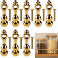 Ciieeo 8 Pcs Brass Gallery Rails for Shelves, Gold Shelf Rail Brackets Spindles Post, Decorative Metal Guard Railing End Caps for Floating Shelves Cabinet
