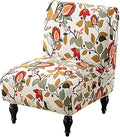 Armless Accent Chair Cover Stretch Spandex Slipper Chair Covers Removable Non-Slip Silp Cover for Accent Chairs Without Arms for Living Room Hotel, Set of 1, Orange Leaves
