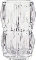 VECELO Crystal Glass Vase - Textured Clear Flower Vase for Fresh Flowers & Hydroponic Plants, Modern Decorative Centerpiece for Dining Table, Coffee Table & Home Dcor, 7.28 Inches