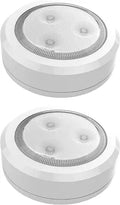 Brilliant Evolution Ultra Thin Wireless LED Touch Lights - Battery Operated Under Cabinet Lighting - Round Puck Lights for Closet, Countertop - Stick On Push Light for Home Decor - Pack of 2