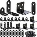mxuteuk 96PCS L Brackets for Shelves & Flat Plate Straight Bracket,Black Stainless Steel Shelf Brackets,L Shape Heavy Duty Metal Corner Brace for Wood Furniture Cabinet Chair (0.78,1.2,1.57,1.97inch)