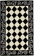 SAFAVIEH Chelsea Collection Accent Rug - 1'8" x 2'6", Black & Ivory, Hand-Hooked French Country Checkered Wool, Ideal for High Traffic Areas in Entryway, Living Room, Bedroom (HK711A)