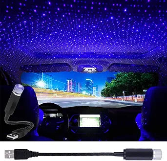 USB Star Projector Night Light, Interior Car Roof LED Light, Violet Blue