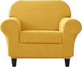 CONRUSER Stretch Sofa Slipcover, Soft Jacquard Sofa Covers Single Seat Couch Cover with Cushion Cover Washable Furniture Protector (Yellow, S)