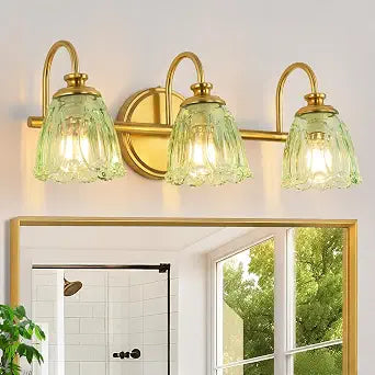 Bathroom Light Fixtures (3-Light), Vintage Brushed Brass Vanity Lights