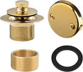 Artiwell Lift & Turn Tub Trim Set with Two-Hole Overflow Faceplate, All Brass Bathtub Conversion Kit Assembly with 2-Hole Overflow Face Plate and Universal Fine/Coarse Thread (Polished Brass)
