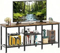 Simple Trending TV Stand for 50 Inch TVs, Entertainment Center with Open Storage Shelves, Media Console Table for Living Room, Rustic Brown