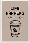 Coffee Helps Kitchen Quote, 12 x 18 Inch Framed Gicle Print