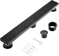 24 Inch Linear Shower Drain, Matte Black Shower Drain, Removable Grate, 304 Stainless Steel, Easy to Install and Clean for Bathrooms (Drain Base Not Included), LSD-15B-24B