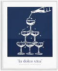 Navy Champagne Tower Celebration, 11 x 14 Inch Framed Gicle Print