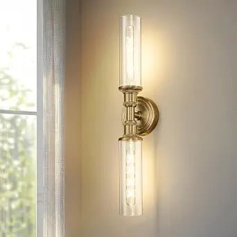 Ken & Ricky Modern 24" Wall Sconce,Hardwired,Brush Gold
