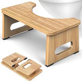 Foldable Toilet Stool, 7 Inch Poop Stool for Bathroom, Bamboo Toilet Potty Squat Adults, Dual Anti-Slip Potty Step Stool for Pooping, Improve Squatting Posture and Comfort Seniors, Natural