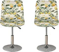 Lemon 2 Pack Soft Bar Stool Chair Seat Covers with Back Soft Breathable Fabric Slipcover Chair Protectors with Elastic Band for Home Cafe Bistro