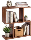 GIANTEX 3-Tier Wood S-Shaped Geometric Bookshelf, Walnut