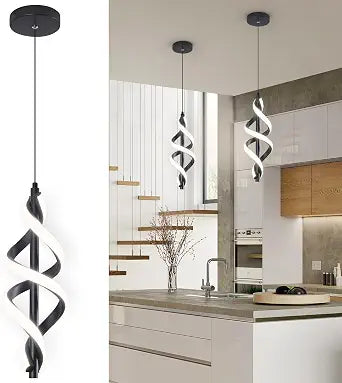 Black Pendant Light,4000K Modern LED Pendant Lights Kitchen Island,Adjustable Pendant Lighting Over Island Hanging Pendant Light Fixtures for Kitchen Dining Room Hallway Foyer,1 Pack